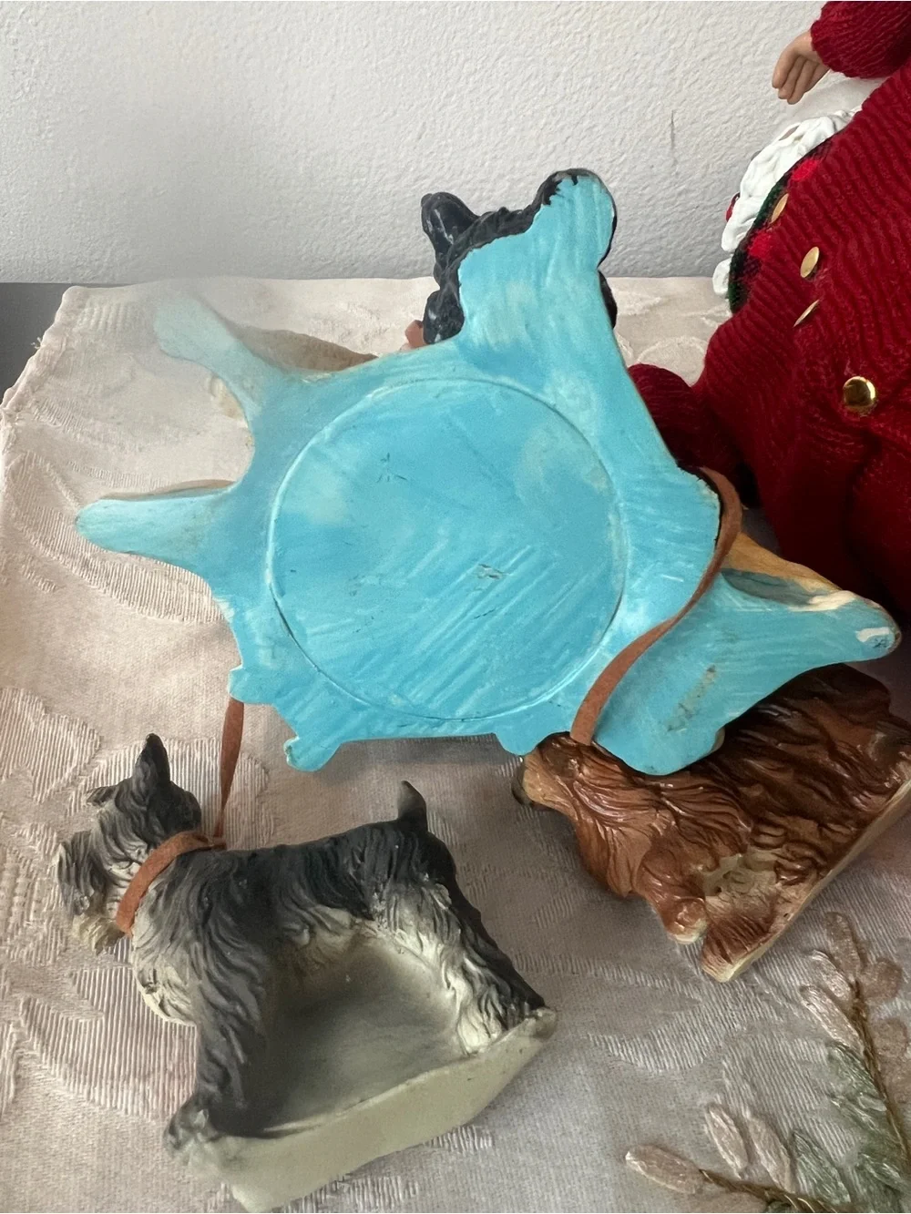 Dog Walking Santa Claus Figurine Decor